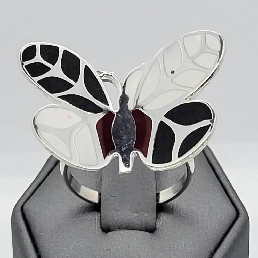 NEW COSTELLO INTERNATIONAL enameled butterfly ring in multicolor